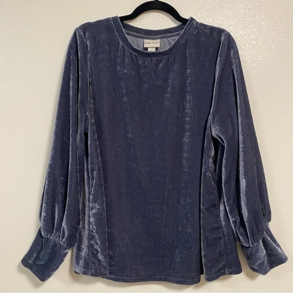 Ava & Viv Crushed Velvet Long Sleeve Top Size 1X - Picture 5 of 9